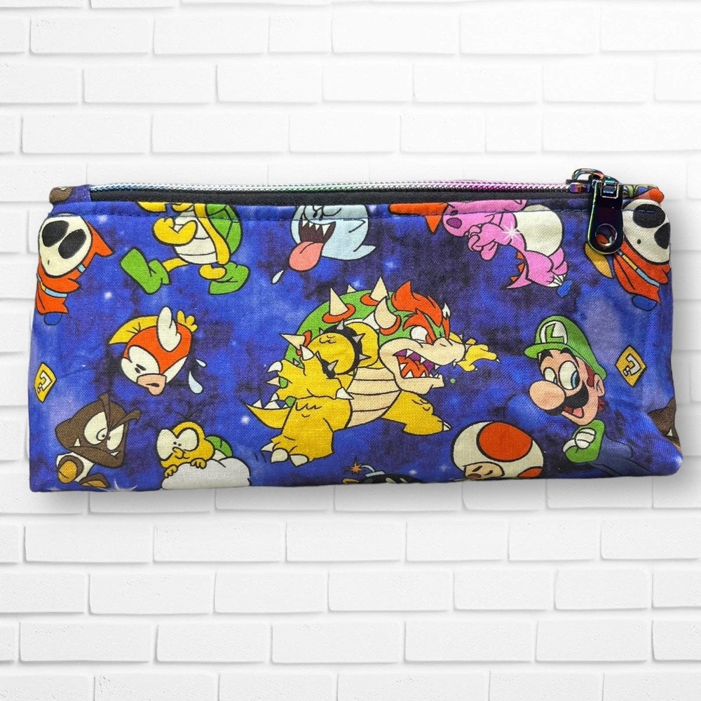 Super Mario Bros Game Characters Zipper Pouch Pencil Case Handmade NEW